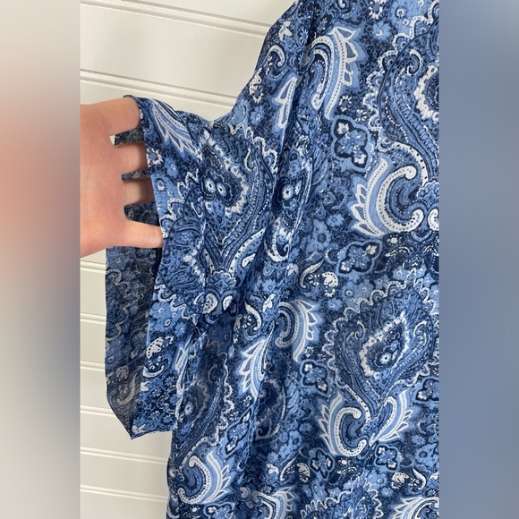 Cover 2 Cover Blue Sheer Paisley Patterned V-Neck Swim Coverup L Women’s EUC - Picture 5 of 10